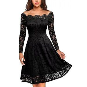 MISSMAY Women's Vintage Floral Lace Swing Dress - Black Size X-Small NEW